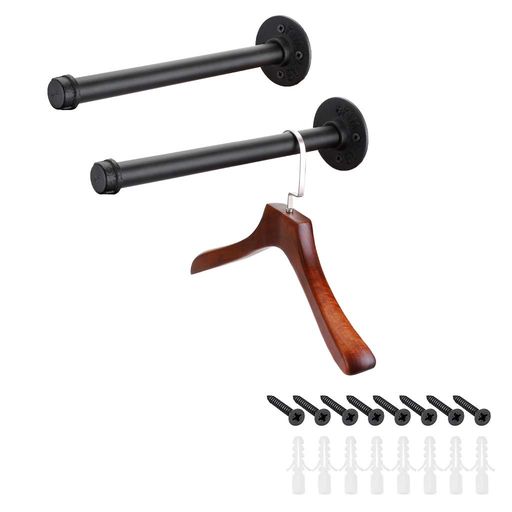 Sumnaconパイプ型ウォールハンガー壁掛けラック衣類ハンガーラック服掛けラックタオル掛け壁ネジ焼付け塗装錆びにくいアンティーク調寝室浴室玄関ベランダ物干しブ...