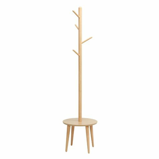 永井興産シェルフ付ポールハンガー高さ2WAYコートハンガー衣類収納天然木ナチュラルNK-5040