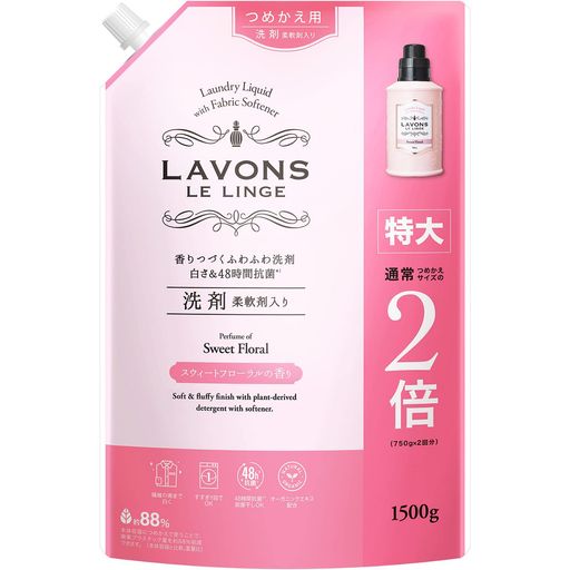ラボン(Lavons)柔軟剤入り洗濯洗剤スウィートフローラル詰め替え特大1500g