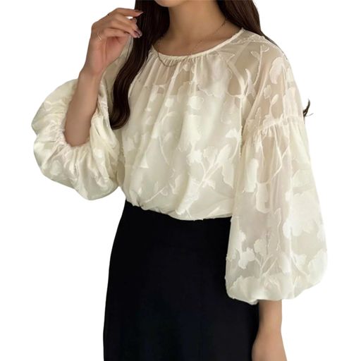 [Baobird] ブラウス レディース 七分袖 シャツ おしゃれ 透け感 シアー トップス きれいめ 夏服 おしゃれ 大きいサイズ シフォン 事務服 フォーマル オフィスカジュアル カットソー ファッシ…