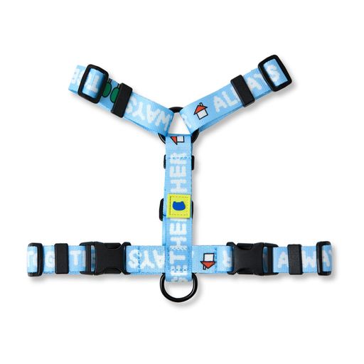キムハチャン-犬用H型ハーネス|犬ハーネス調節可能小型犬中型犬柔らかいウェビングユニークデザイン(オールウェイズトゥゲザー-スカイブルーS)