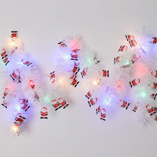 Unikatoメッキモールクリスマスモールガーランド5m電池式LEDストリングライトクリスマスツリー飾りキラキラモールクリスマス飾り装飾籐クリスマスパーティー(サンタクロースカラー)
