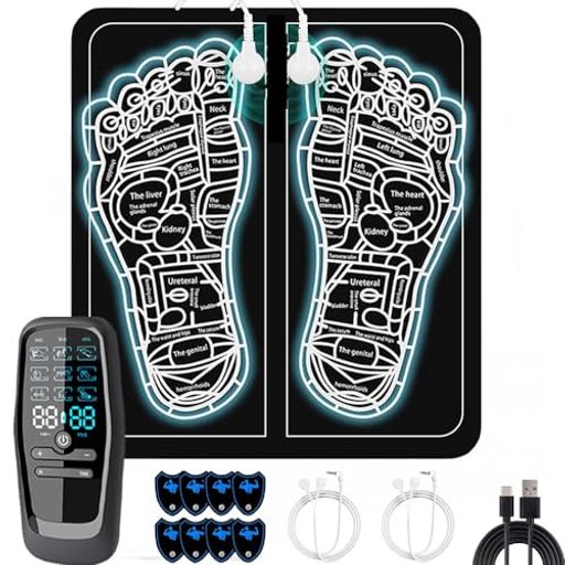 JENYLU フットマット EMS 足裏ケア ふくらはぎ 足 9種類モード 30段階強度 筋トレ器具 首 肩 背中 腰 太も 足トレーニング 操作簡単 USB充電 全身筋肉刺激 高電導ジェルシート 液晶表示 男女兼用 敬老の日 プレゼント ギフト