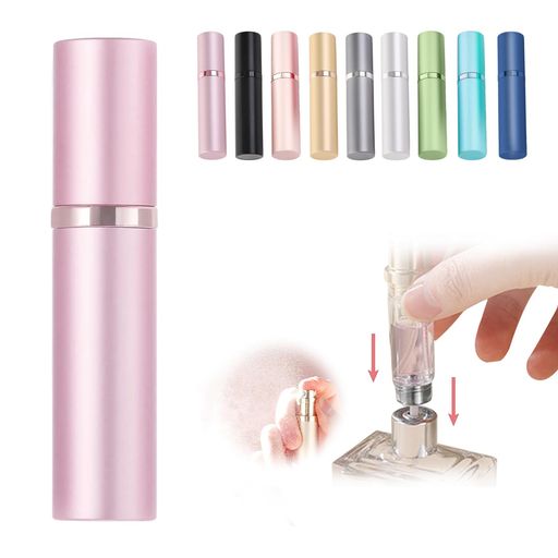 アトマイザー香水スプレーワンタッチ補充香水噴霧器香水噴霧器持ち運び便利詰め替え香水ボトルアトマイザー5ml香水アトマイザー底部充填香水用容器男女兼用(ピンク)