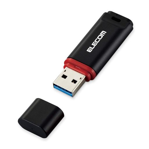エレコムUSBメモリ64GBUSB3.2(Gen1)対応キャップ式データ復旧サービス付ブラックMF-DRU3064GBKR
