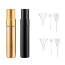 TVETEアトマイザー香水ボトルミニ香水噴霧器5ml【2色セット】持ち運びに便利漏れない香水小分け容器軽量スポイト*2/プッシュノズル*2/漏斗*2付きスプレー...