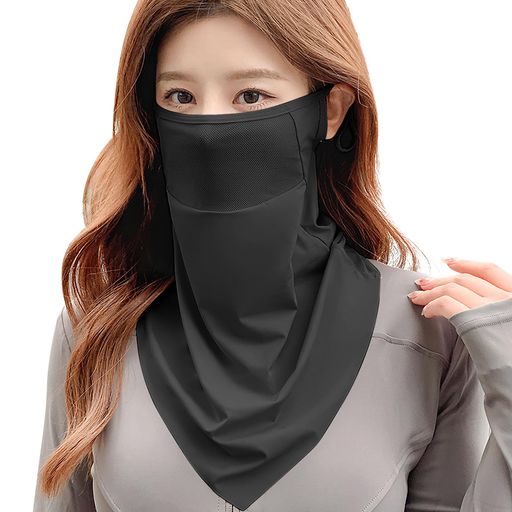 [AOY]フェイスカバーuvカットレディース【uv99%遮断x通気メッシュで夏の外出を快適くなり・ひんやり持続冷感】日焼け防止フェイスカバー冷感通気性息苦しくない肌に優しい速乾耳掛けお…