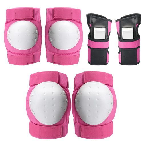 YRINA プロテクター キッズ スケボー スノーボード 子供 肘 膝 手首 キッズプロテクター セット 自転車 ジュニア (M, ピンク)