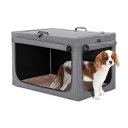 PETSFITクレート中型犬小型犬折りたたみ犬76L*50W*48.5HCMソフトクレートソフトケージ回転式パイプ折りたたみケージ犬用ペットケージ屋内屋外旅行外...