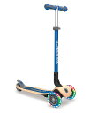 GLOBBERグロッバーキックボードフラッシュ光る3輪ウッドデッキフットブレーキ外遊び子供乗り物キックスクータープリモ/フォールダブル/ウッド/ライトネイビーブルーWLGB436100