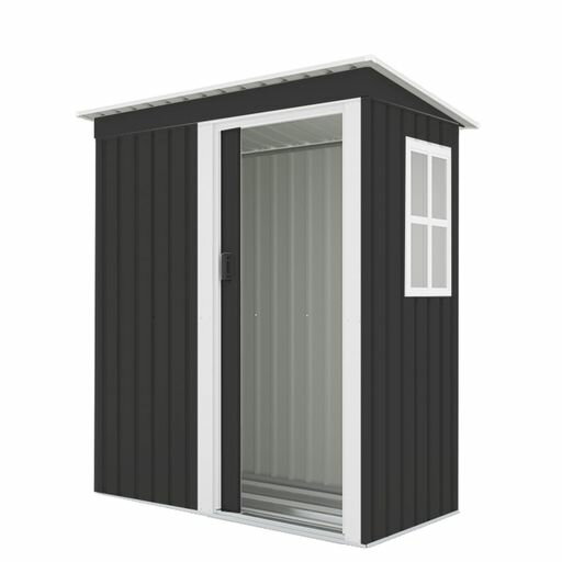 オーエスジェイ(OSJ)物置屋外大型倉庫大型物置戸外収納庫防水/耐侯収納可能頑丈大容量スチール引き戸補強フレーム付き窓付きブラック(4)