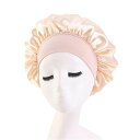 女性用サテンボンネット、女性サテンナイトキャップソリッドスリープ帽子ヘアケアボンネットミルクセレッドヘッドラップユニセックススリープキャップ(COLOR:CHAMPAGNE)