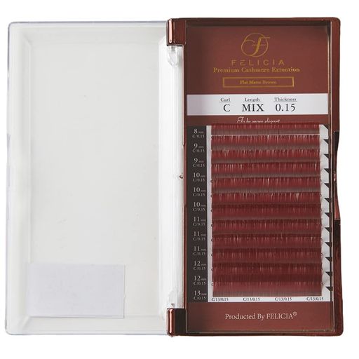 FELICIA[ワインレッド]フラットラッシュ極柔らかまつ毛エクステシングルマツエクアイラッシュCカール0...