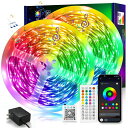 LEDテープライトLEDテープLEDライト20M【2024年最新RGB1600万色アプリ+リモコン版マイク/音楽連動タイマ-機能】テープledテープ22種類モード無段階調光(日本PSE認証済み)間接照明高演色高輝度…