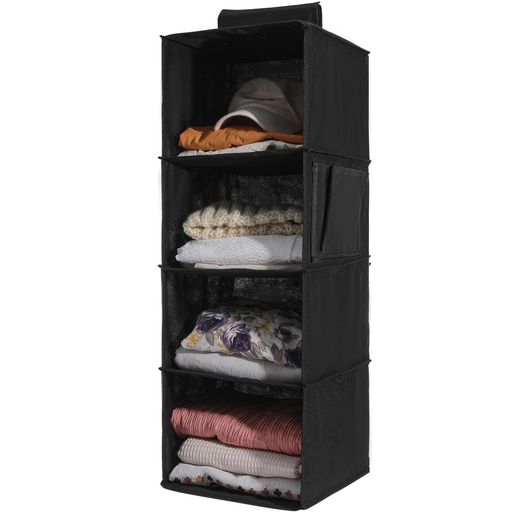 YRCBEHFU吊り下げ収納4段衣類ラッククローゼット収納吊り下げ【最新竹製天然版】大容量帽子/鞄収納/旅行/出張取付簡単折り畳み式30x30x..