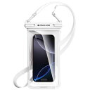 【MAGICJOHN】スマホ防水ケース8インチ以下全機種対応iphone防水ケース良いタッチ感度顔認証高透過率首掛けIPX8認定海お風呂水中撮影透明ホワイト