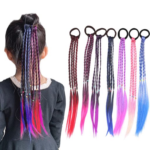 髪の毛カラーエクステ三つ編み編み込みハロウィンコスチュームメッシュエクステエクステンションヘアエクステカラフルウィッグキッズ髪髪の毛付け髪7色セットヒップホップダンス髪…