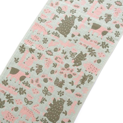 katakata森と動物フェイスタオルグリーン