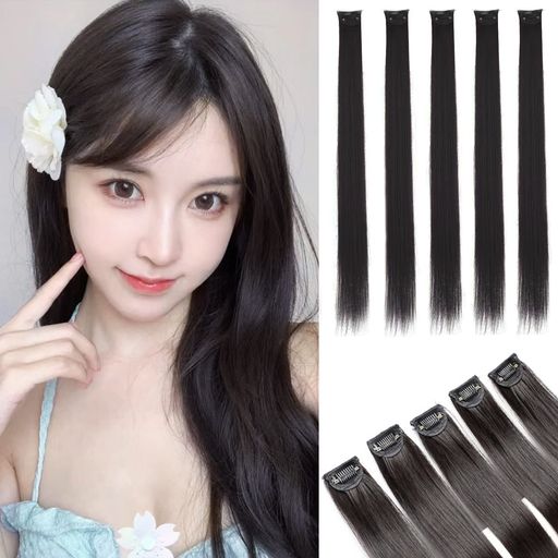 Fuyunohiワンタッチエクステロング50cmエクステストレート5枚セット髪伸ばす部分エクステつけ毛hairextensionエクステワンタッチクリップ付き耐熱かつらウィッグ日常ファッションビューティ…