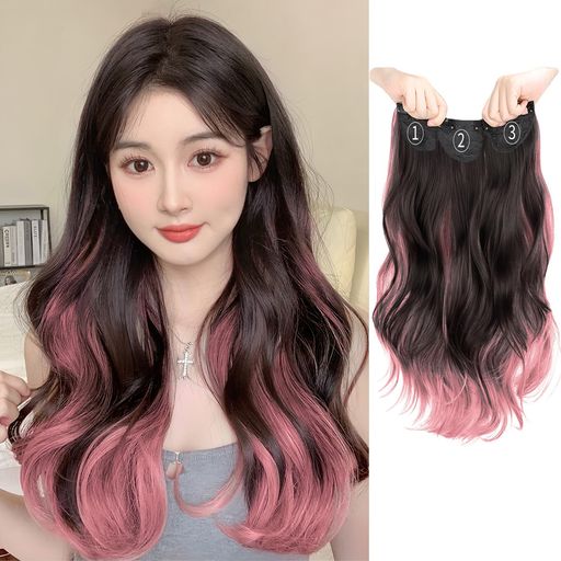 Limakara襟足ウィッグ3枚セットクリップ式カールロング55cmエクステ巻き髪インナーカラーワンタッチ簡単装着ボリュームアップマットファイバー普段使い耐熱自然ファッション部分ウィッ…