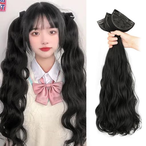 Sofeiyanエクステ襟足ウィッグカールロング55cmクリップ式3枚セットワンタッチエクステ組み合わせ自由かつら部分ウィッグ日常耐熱ナチュラルブラック