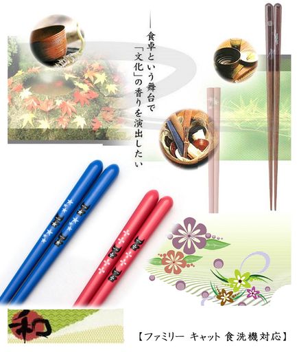 イシダ日本製箸ファミリーキャット食洗機対応ブルー18cm