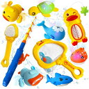 CORPERTOYSお風呂おもちゃ釣り水遊びおふろ磁気釣り発光水面を泳ぐアヒルシャワータモ網浴室光る男の子女の子贈り物クリスマスプレゼント10PCS