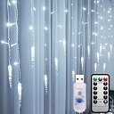 OSUDRYイルミネーションライトストリングライトカーテンライトフェアリーライトカーテン飾りライトLEDライト防水8種類点灯モードアウトドア屋外室内おしゃれかわいい電飾飾りクリスマ…