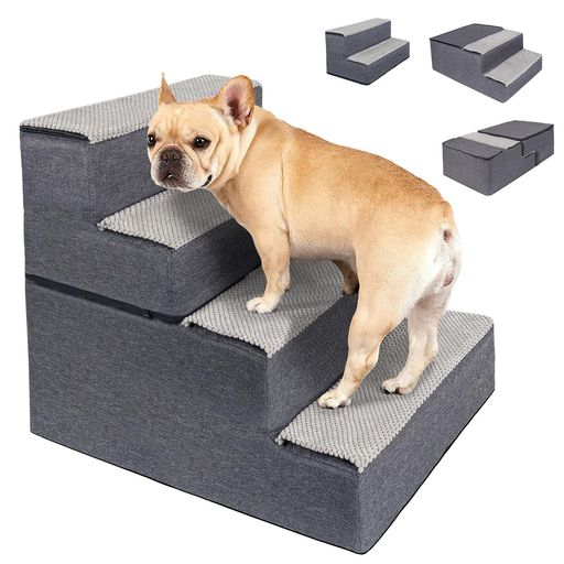 DNZZS犬階段ステップペット階段ドッグステップ高密度滑り止め付き安定性カバー取り外し可能洗える小型犬適用(4段グレー) DNZZS犬階段ステップペット階段ドッグステップ高密度滑り止め付き安定性カバー取り外し可能洗える小型犬適用(4段グレー)