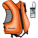 REEDARKライフジャケット膨張式インフレータブルタイプスマホ防水ケース付き救命胴衣釣りフローティングベストシュノーケリングベスト川遊び海川磯釣りマリンスポーツ男女兼用((FREEサ…