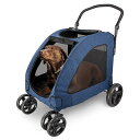 WOOCEペットカート犬用キャリーカートペットバギー折りたたみ式大型犬多頭中小型犬犬用猫用ドッグカート(ブルー)