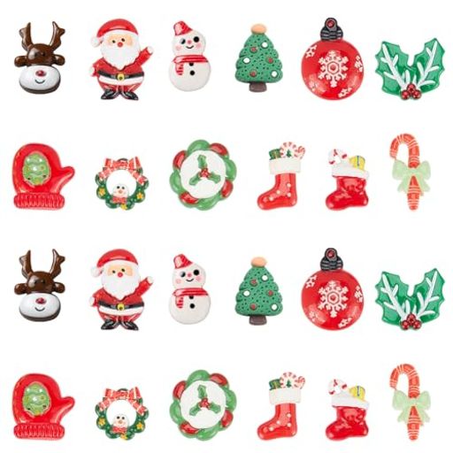 SUNNYCLUEクリスマス36個12種アクリルカボションカボションサンタクリスマスツリーデコパーツ樹ツリー..