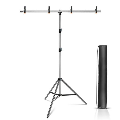 Hemmotop背景スタンドT字型90x200cm強力クリップ付き撮影スタンドグリーンバックスタンドスチール合金製三脚ケース付持ち運びに楽スクリーンスタンドT9020
