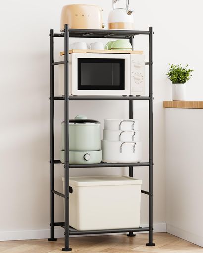 Sakugiラック4層棚防錆スチールラック調整可能なアジャスター付き省スペース設計リビング洗濯室キッチ..