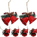 LEDMOMOクリスマスベルペンダント6個セット吊り下げ装飾クリスマスツリー用軽量耐久性金属製クリスマスパーティー飾り