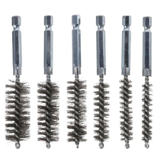 6個入りステンレススチール製ボアブラシ、1/4インチ六角シャンク、ツイストワイヤーボアブラシ、さまざ..