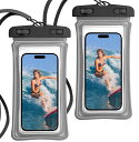 【2枚セット】スマホ防水ケースIPX8認定完全防水海お風呂プール水中撮影スマホ防水ケースタッチ可能顔認証気密性水に浮く防水カバーストラップ付き首かけぼうすいケー...