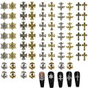 DFsuccesパンクネイルアートチャーム72個セット3Dメタルパーツヴィンテージシルバーゴールドネイルデザイン用品DIYクラフトアクセサリー(ゴールド+シルバ...