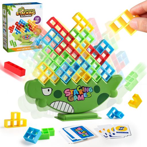 【教育的な利点】バランスゲームは、プレイすればするほど子供の思考能力の鍛錬ができます、集中力や実践能力を改善し、忍耐力訓練するのも役に立ちます。目と手の協調と問題の解決能力、および空間認識力など様々な能力を開発できます。自分の手でタワーを作り、力尽くして完成後の達成感も子供にいい教育となります。 【魅力的なデザイン】積み木のデザインは魅力的に想像力を溢れている、そしてかわいいディノサウルスの外見は子供好きの模様で親切にデザインされました。多様な色で視覚的にも楽しむことができます。ブロックの積み上げは完全に自由、毎回するたび違うタワーが作れます、自由な発想で色んなタワーを作ってみよう。 【クリエイティブな遊び】バランスゲームのため、できたタワーを維持するなら、より良いのバランスを把握することが必要です。ブロックの積み上げたタワーを崩れ落ちないように、技術を練習しましょう。ブロックの積み上げると台座が揺れるため、バランスの平衡を挑戦しましょう。 【楽しんでいる遊び方】パーティーや子供と遊ぶときはこのバランスゲームでパーティーを盛り上がる、あるいは子供と一緒に時間を楽しむことができます。