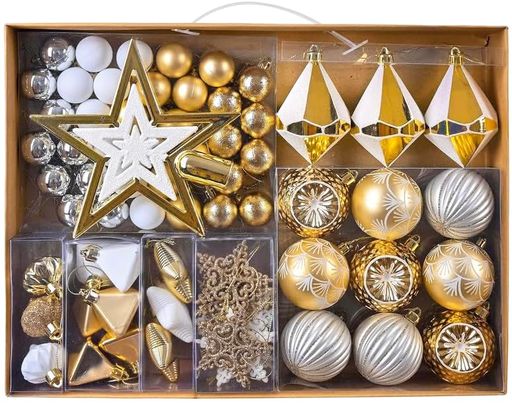 ValeryMadelynクリスマスオーナメント大容量70個入りセットホワイト・ゴールド白金色クリスマスツリー..