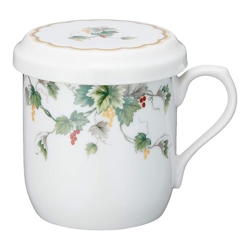 NARUMI(ナルミ)フタ付マグカップアルページュ290ccグリーンブドウ柄かわいい茶こし付蓋付きマグカップ母の日プレゼント電子レンジ温め対応日本製ギフト箱入り7950-32930