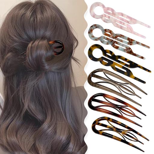 Wimode 6個入り フレンチヘアピン 女性用、U字型フレンチピン フラットヘアクリッ...