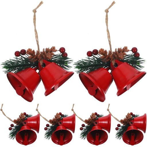 LEDMOMOクリスマスベルペンダント6個セット吊り下げ装飾クリスマスツリー用軽量耐久性金属製クリスマスパーティー飾り