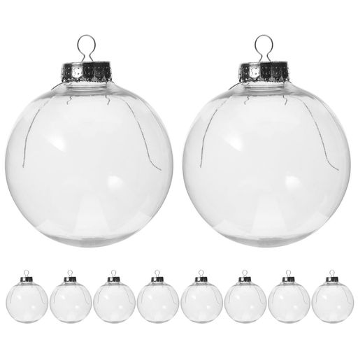 OUNONAクリスマスオーナメント飾りプラスチックボール空カプセルクリア丸型10cm10個セット透明ボールク..