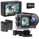 HIICAMSPEED20アクションカメラウェアラブルカメラアクションカム4K20MP6軸手ぶれ補正タッチパネル式デュアルカラースクリーン40M防水水中カメラ外部マイク対応(別売り)WIFI搭載スマホアプリ…(2)