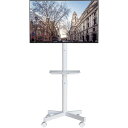 1HOMEFURNIT移動式テレビスタンドキャスター付き23-55型LED、LCD、OLEDフラット&曲面テレビ用テレビスタンドハイタイプ/ロータイプVESA400X400MMまで高さ調整可能なTVスタンド耐荷重25KG白