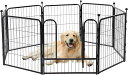 OYANTENペットサークル屋外ペットフェンス中大型犬・小型犬用犬ケージ折り畳み式複数連結可能スチール製高さ80CM室内外兼用8枚セットブラック