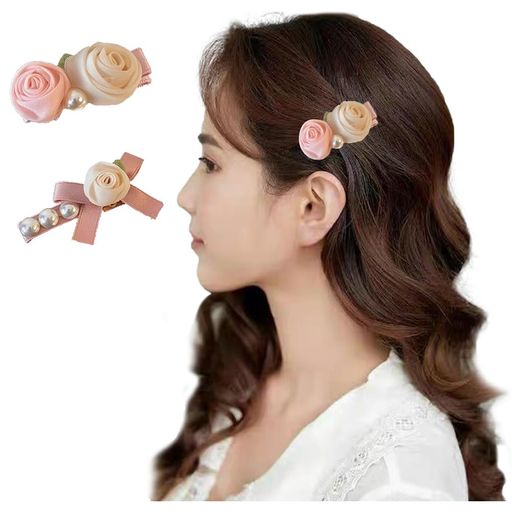FASELEヘアクリップバレッタ髪留めエレガント大人可愛い優しい髪飾り花バラの花女性おしゃれ日常通勤通..