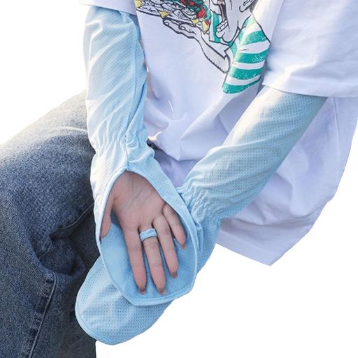 [FamGift]アームカバー夏UV腕カバーUPF50+紫外線対策冷感ひんやり吸汗速乾男女兼用防止無地肌触り良い通気性運転自転車アウトドアスポーツ(青)
