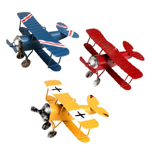 VANTIYAUS飛行機装飾(3色パック)ハンギング飛行機オーナメントヴィンテージミニメタル飛行機おもちゃ装..